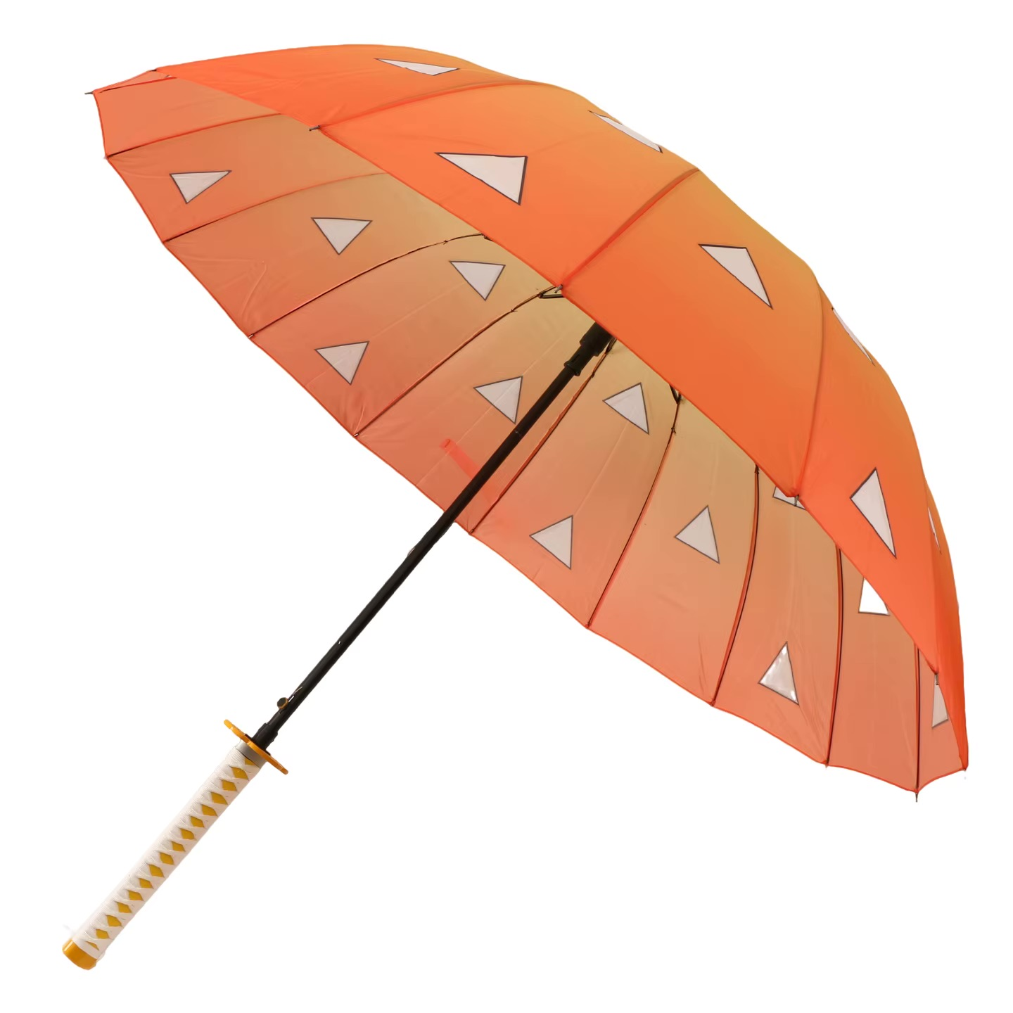 The RainSlayer Katana Umbrella — Zenitsu lightning-gradient design (featured product shot)