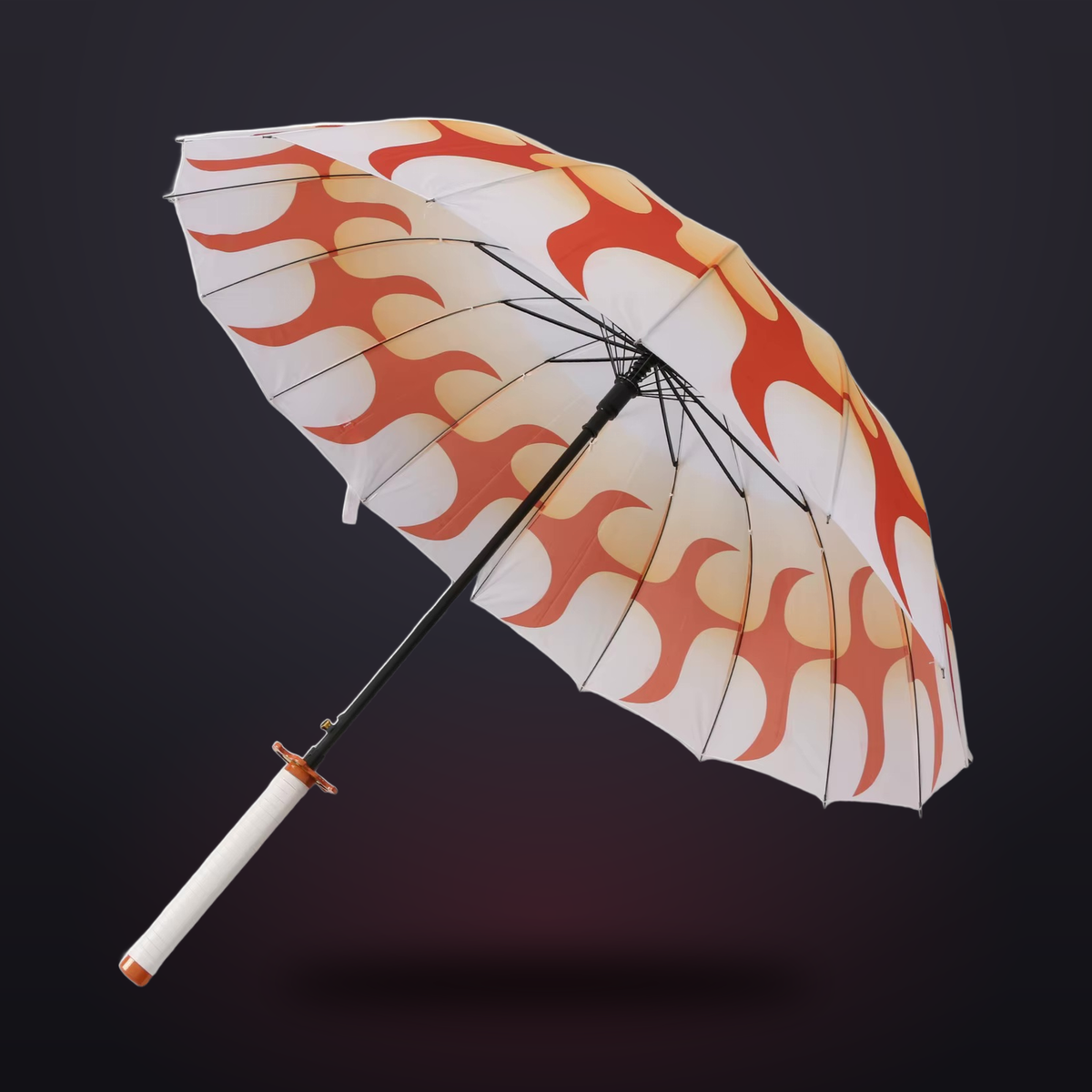 RainSlayer Katana Umbrella — Kyojuro, flame-print canopy