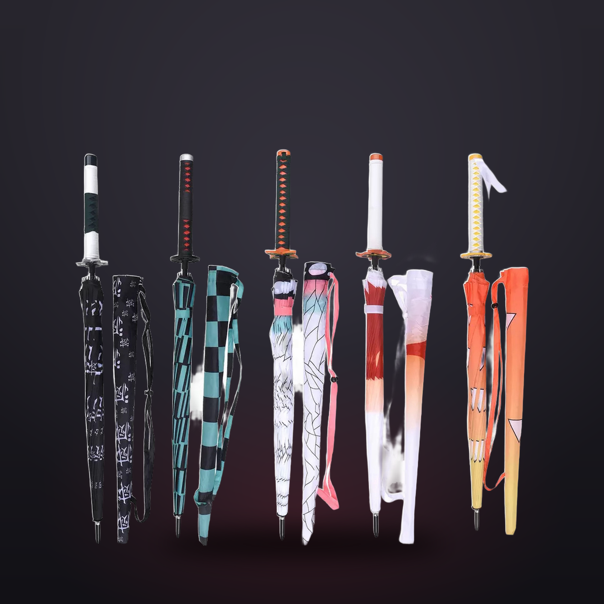 RainSlayer Katana Umbrellas closed — the on-your-back katana lineup
