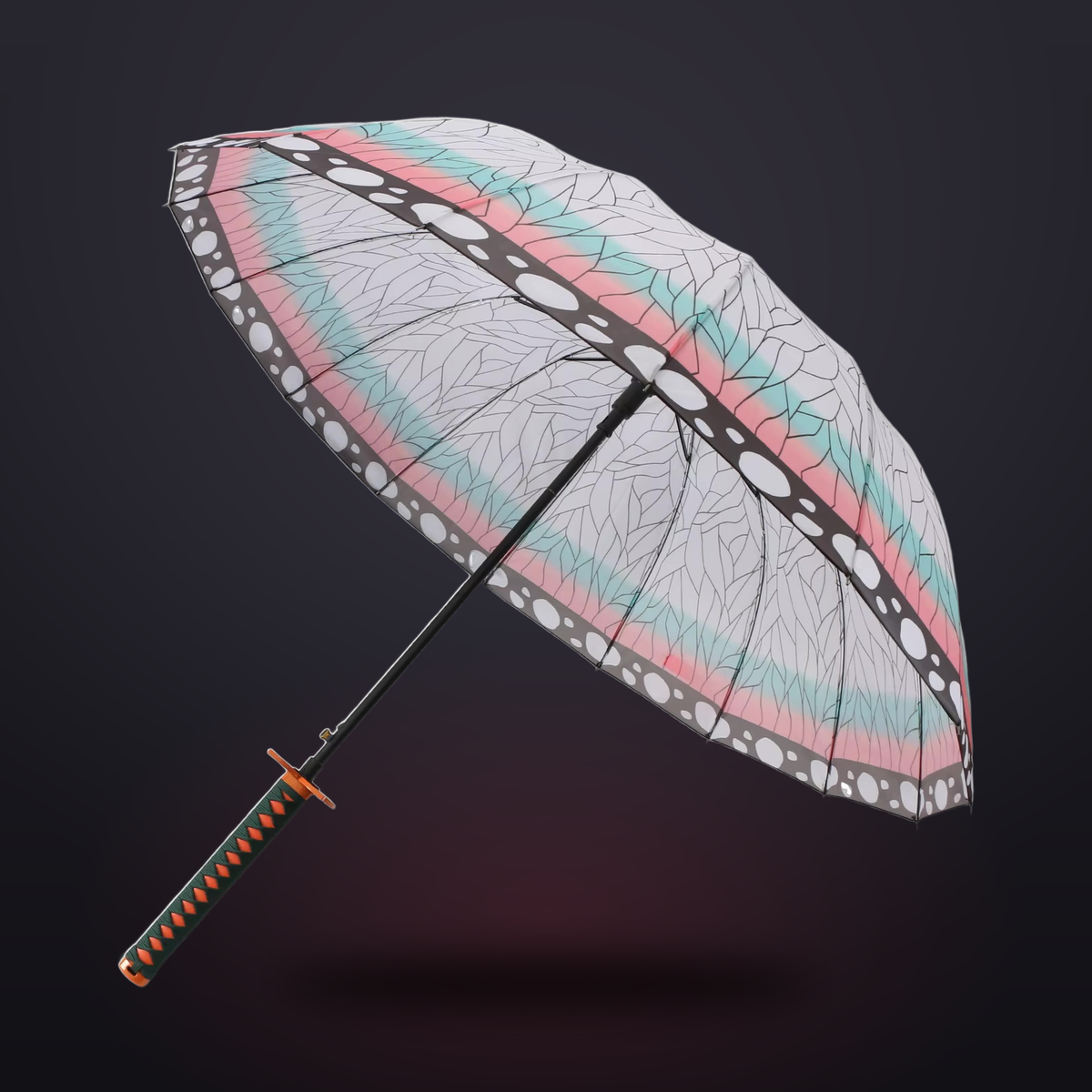 RainSlayer Katana Umbrella — Shinobu, butterfly-wing print canopy